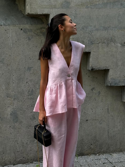Valérie™ | Ensemble deux pièces en coton-lin