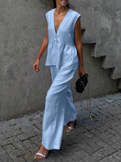 Valérie™ | Ensemble deux pièces en coton-lin