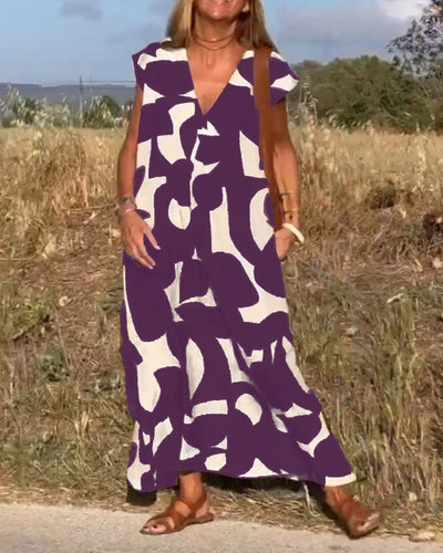 Suzanne™ | Robe à imprimé avec col en V