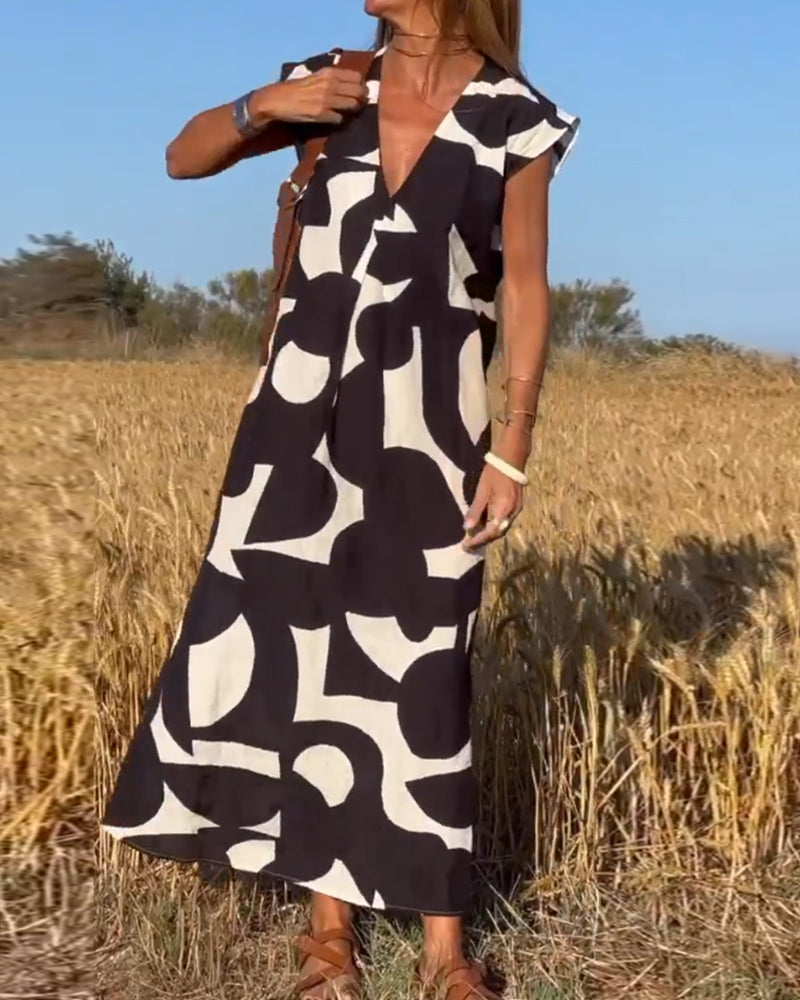 Suzanne™ | Robe à imprimé avec col en V