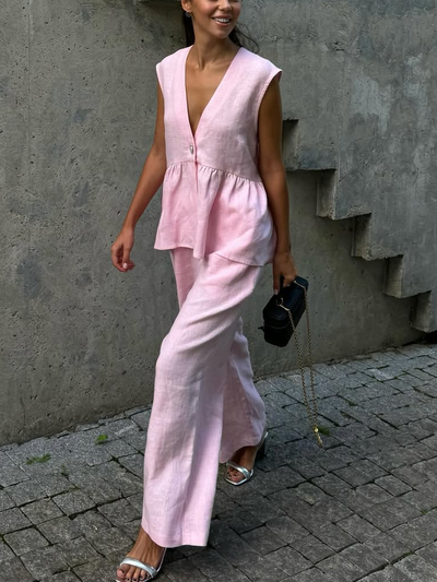 Valérie™ | Ensemble deux pièces en coton-lin
