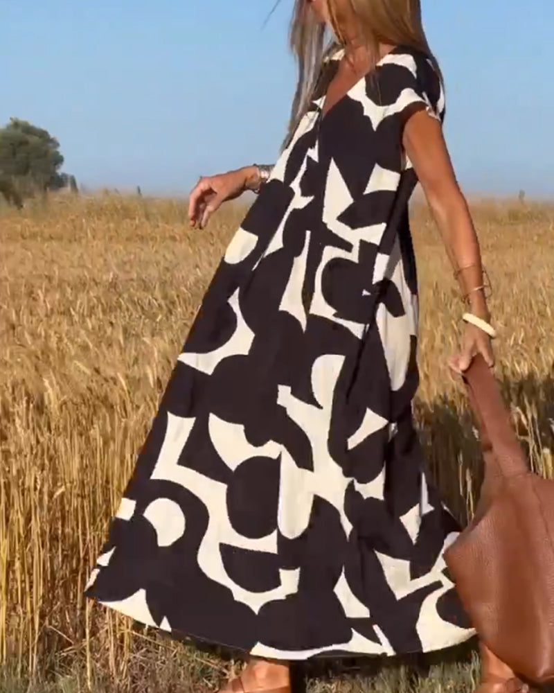 Suzanne™ | Robe à imprimé avec col en V