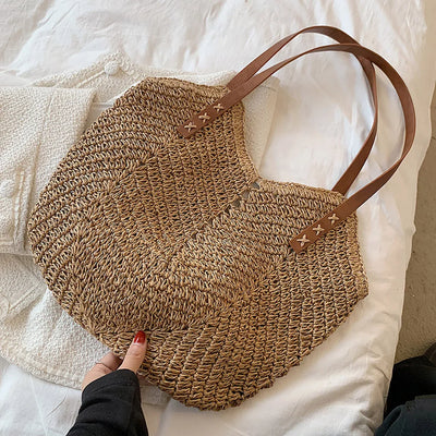 Hélène™ | Sac bandoulière bohème en paille tressée