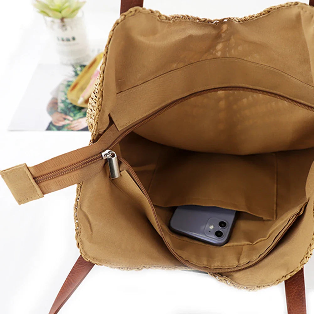 Hélène™ | Sac bandoulière bohème en paille tressée