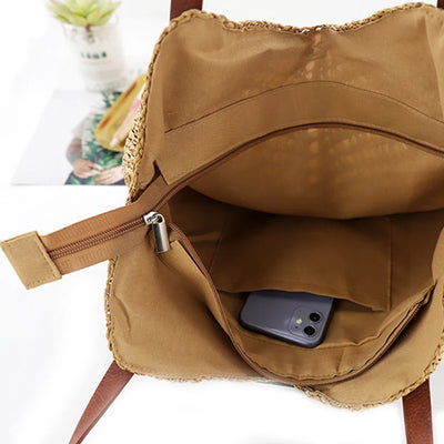 Hélène™ | Sac bandoulière bohème en paille tressée