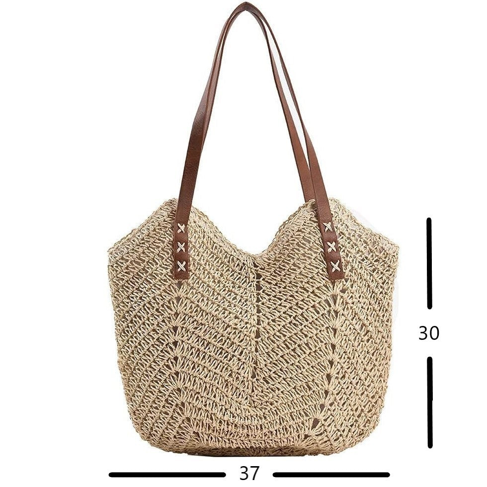Hélène™ | Sac bandoulière bohème en paille tressée