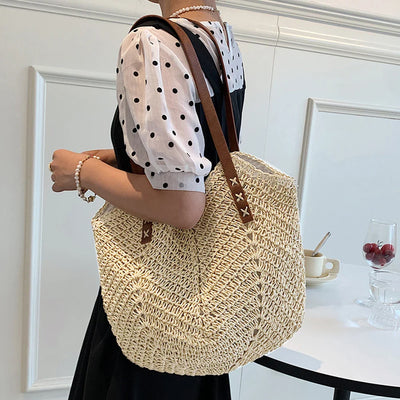 Hélène™ | Sac bandoulière bohème en paille tressée