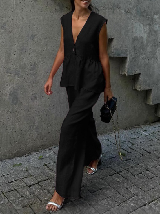 Valérie™ | Ensemble deux pièces en coton-lin