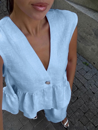 Valérie™ | Ensemble deux pièces en coton-lin