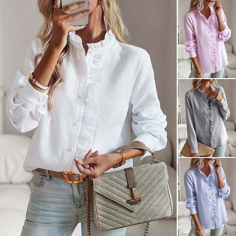 Clara™ | Blouse à volants manches longues en coton