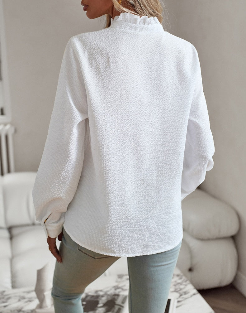 Clara™ | Blouse à volants manches longues en coton