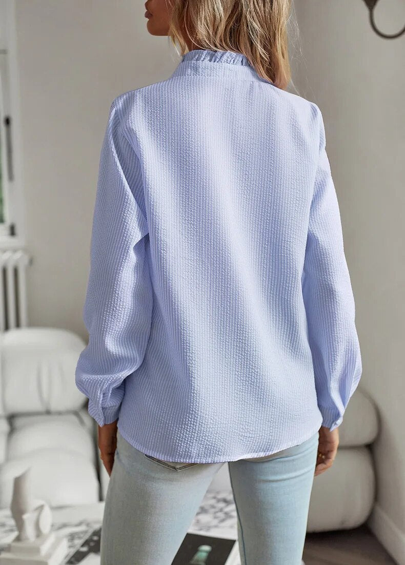 Clara™ | Blouse à volants manches longues en coton