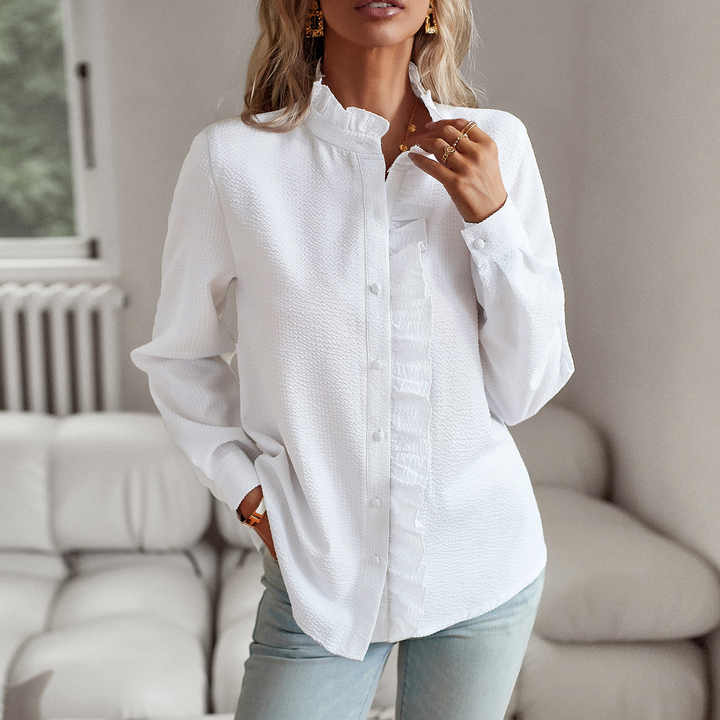 Clara™ | Blouse à volants manches longues en coton